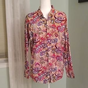 SSLR Men's Collection Paisley Button Down Shirt L